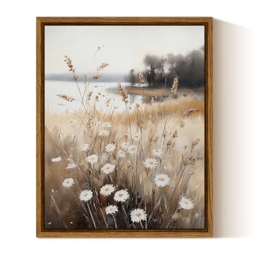 InSimSea Framed Fall Wall Art, Autumn Landscape Wildflower Decor, 8x10in - color: Field Flower, size: 10"L x 8"W