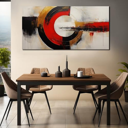 AUUZAIUA Abstract Canvas Wall Art Black and Red Geometry Prints 29x58 In - color: red, size: 29"L x 58"W