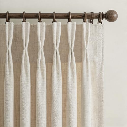 Pleated Linen Sheer 60 Inch Wide Natural Curtains 84 Inches Long 1 Panel - color: Natural, size: 60"W x 84"L (Pack of 1)
