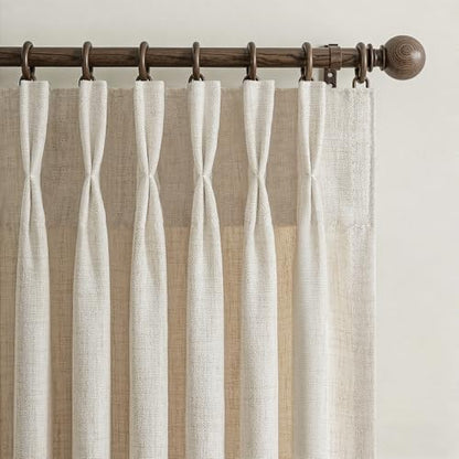 Pleated Linen Sheer 60 Inch Wide Natural Curtains 84 Inches Long 1 Panel - color: Natural, size: 60"W x 84"L (Pack of 1)