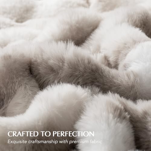 EverGrace Faux Rabbit Fur Bubble Throw Blanket, 50"x60", Light Grey - color: Marble Grey, size: 50"x60"