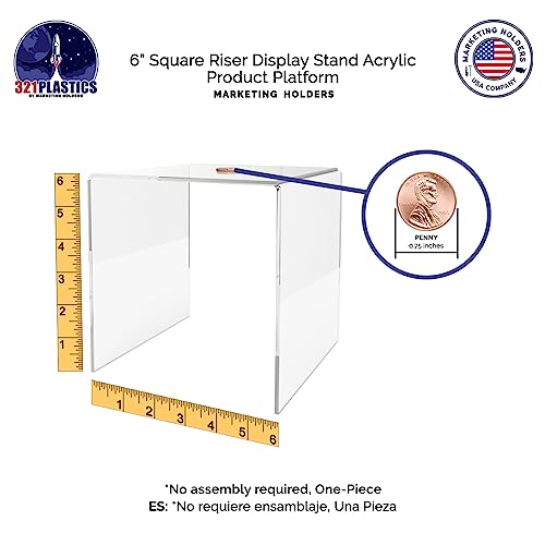 Marketing Holders Clear Acrylic Riser 6” Square Retail Jeweler Ring Box Platform Lucite Collectible Coins Throne Counter or Tabletop Pedestal - size: 6" Riser