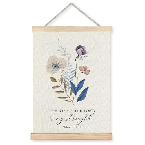 Supwhd Christian Wall Decor, the Joy of the Lord is My Strength Bible Verses Wall Decor, Scripture Wall Art for Bedroom Living Room Office 12x16 - color: Nehemiah 8:10, size: 16"L x 12"W