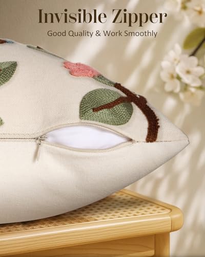 Embroidered Lumbar Pillow Cover 20x12 Inch, Bird Lemon - color: Bird Lemon, size: 20" x 12" (Pack of 1)