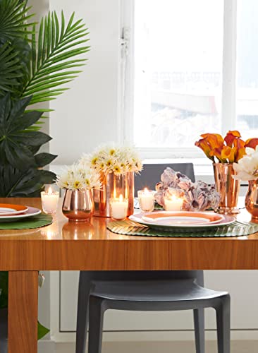 Serene Spaces Living Set of 4 Copper Plated Mini Egg Pot Vase, Decorative Vase, Floral Centerpiece at Weddings, Events, Parties, Home Dining Table, Rose Gold Vases, Measures 3" Tall & 3" Diameter - color: Set of 4, Mini Egg Pot