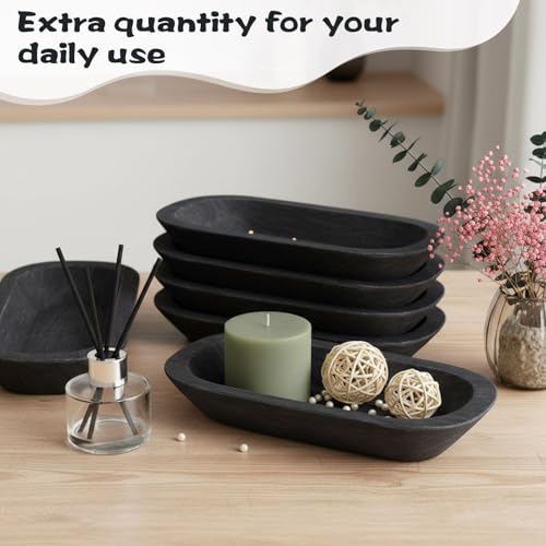 Nuogo 10 Pack 12.5 Inches Wooden Dough Bowls Bulk Rustic Bowls, Black - color: Black, size: 12.5 Inches