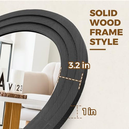 65x22 Arched Full Length Mirror, Solid Wood 3 Layer Frame, Black - color: Black-3 Layer-ar Frame, size: 65"L x 22"W