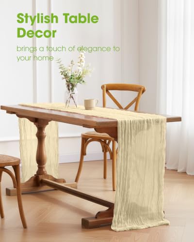 Pureegg 2 Pack Cheesecloth Table Runner 120 Inch Beige - color: Beige, size: 120" - 2 Packs