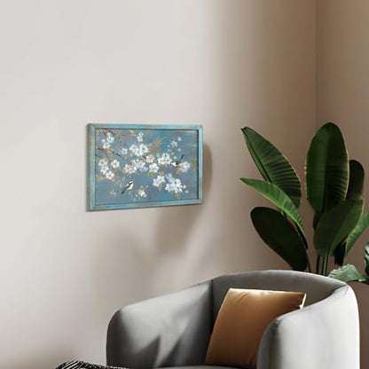 Spring Nature Scene Birds on Blossom Branches Wall Art, 16"Lx11"W - color: Birds on White Blossom, size: 16"L x 11"W