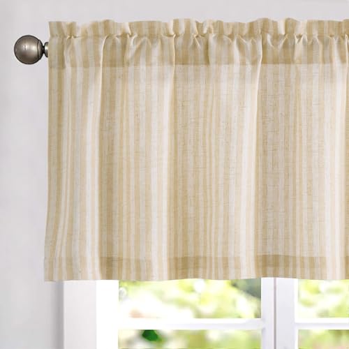 jinchan Linen Boxter Stripe Valances for Window 50 x 16 inch,Beige,1 Panel - color: Boxter Stripe | Beige on Linen, size: 50"W x 16"L (Pack of 1)