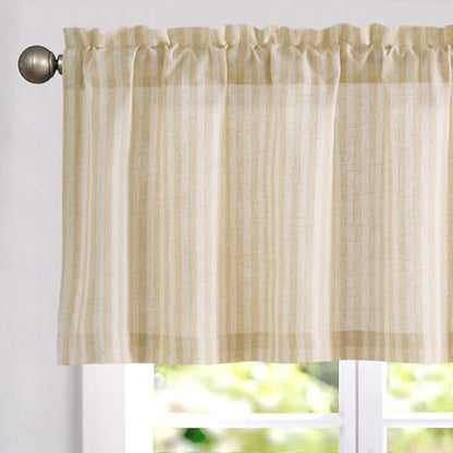 jinchan Linen Boxter Stripe Valances for Window 50 x 16 inch,Beige,1 Panel - color: Boxter Stripe | Beige on Linen, size: 50"W x 16"L (Pack of 1)