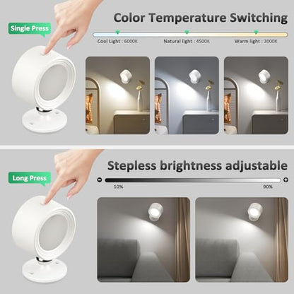 Racokky LED Wall Mounted Lights with Remote, Rechargeable Wall Sconces - color: White