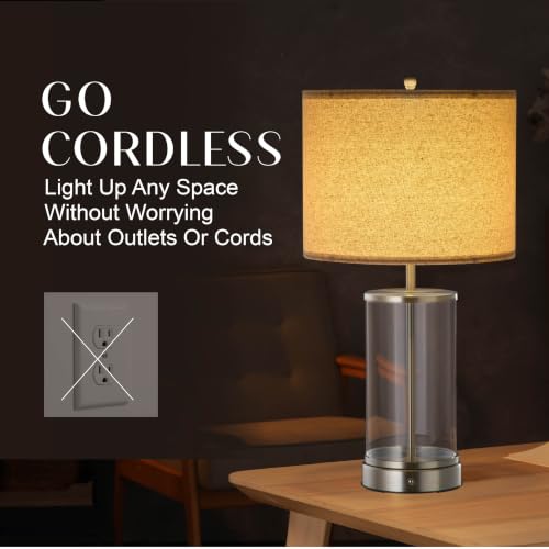 O’Bright Luma - Battery Powered Table Lamp (Brushed Nickel, 24-inch) - color: Brushed Nickel, size: 24-inch