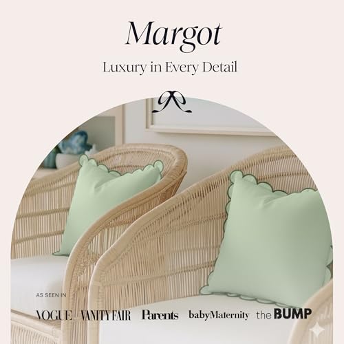 BEBE BASK Scalloped Pillow Cover Set of 2, 18x18, Cotton - Moss Green - color: Moss Green/Green
