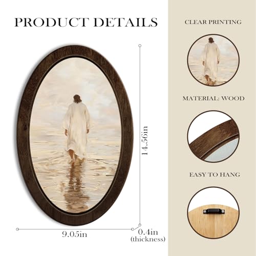 YZSLA Christian Wall Art Decor,Jesus Christ Walking on Water Oval Wall Art - color: Jesus-1