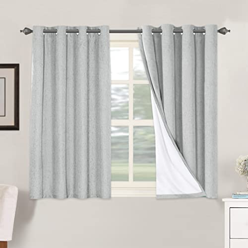 H.VERSAILTEX 100% Blackout Linen Curtains 45" L 2 Panels Glacier Gray - color: Glacier Gray, size: 52"W x 45"L (Pack of 2)