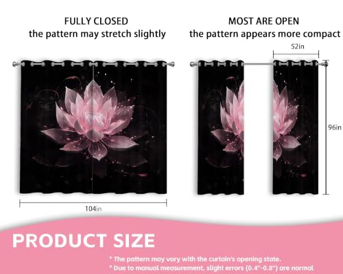 Black and Pink Blackout Curtains, Lotus Drapes 63 inches length, 2 Panels - color: Black and Pink, size: 52"W x 63"L (Pack of 2)