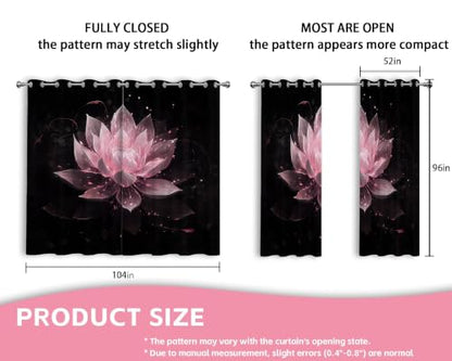 Black and Pink Blackout Curtains, Lotus Drapes 63 inches length, 2 Panels - color: Black and Pink, size: 52"W x 63"L (Pack of 2)