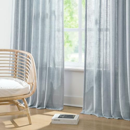 Vision Home Blue Fog Linen Pinch Pleated Semi Sheer Curtains 40Wx72Lx2 - color: Blue Fog/Pinch, size: 40"W x 72"L (Pack of 2)