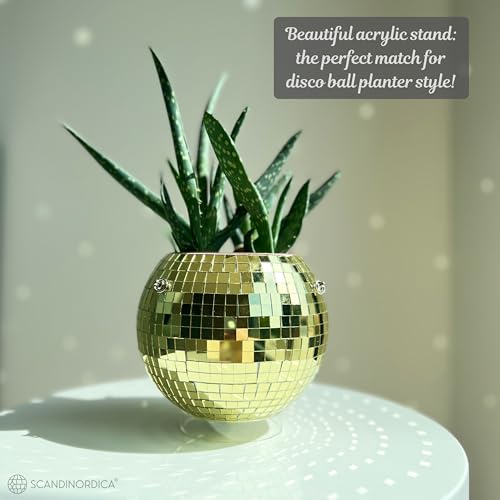 SCANDINORDICA Disco Ball Planter, Value Package, 6-inch Gold - size: 6" Gold