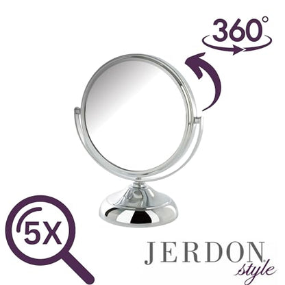 Jerdon 5.5" Tabletop Makeup Mirror - 5X Magnification - Chrome - MC247C - color: Chrome
