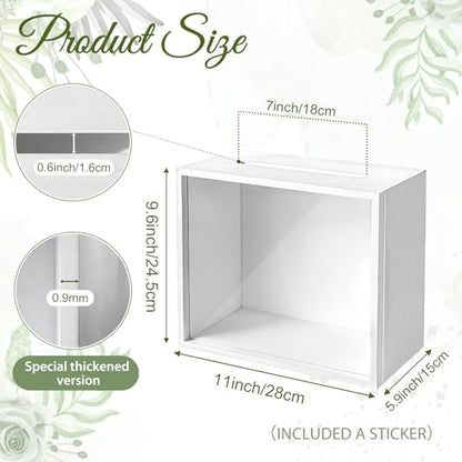 OurWarm White Wooden Wedding Card Box for Reception with Acrylic Window - color: White