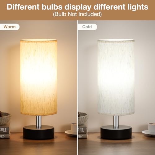 Table Lamps Set of 2（Cream Shade - Black Base, 11.6" Inline Control） - color: Cream Shade-Black Base 2pcs, size: 11.6" Inline Control