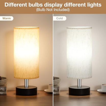 Table Lamps Set of 2（Cream Shade - Black Base, 11.6" Inline Control） - color: Cream Shade-Black Base 2pcs, size: 11.6" Inline Control