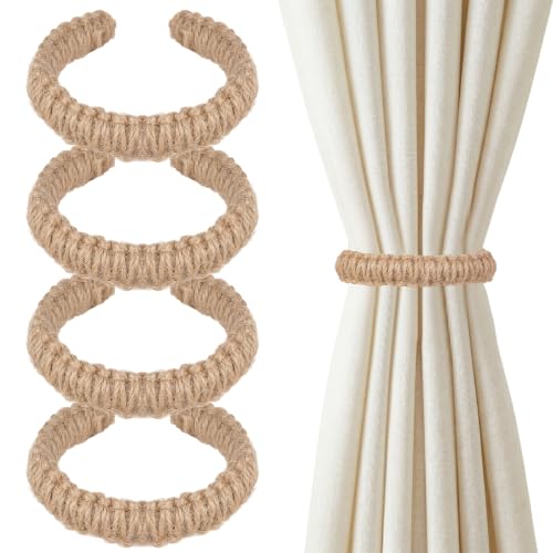 4 Pack Braided Boho Rustic Adjustable Curtain Tiebacks Set