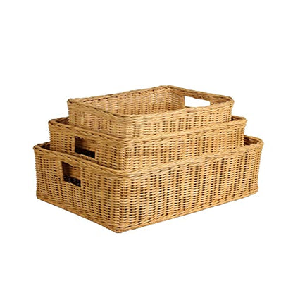 The Basket Lady Underbed Wicker Storage Basket, M, Sandstone - color: Sandstone, size: Medium