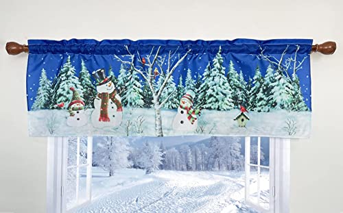 Holiday Winter Snowman Holiday Rod Pocket Valance 58 x 18 Inches - color: Snowman, size: 58"W x 18"L (Pack of 1)