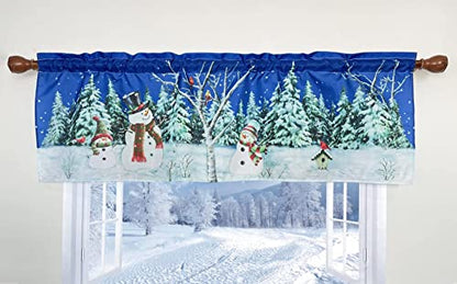 Holiday Winter Snowman Holiday Rod Pocket Valance 58 x 18 Inches - color: Snowman, size: 58"W x 18"L (Pack of 1)