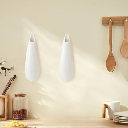 White Ceramic Wall Vases, Set of 2, 12 Inch, Teardrop Design - color: 2pcs-large