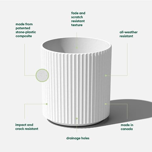 Veradek Demi Series Planter - Large Round Outdoor Planter - color: White, size: 16 inch - 2 Pack