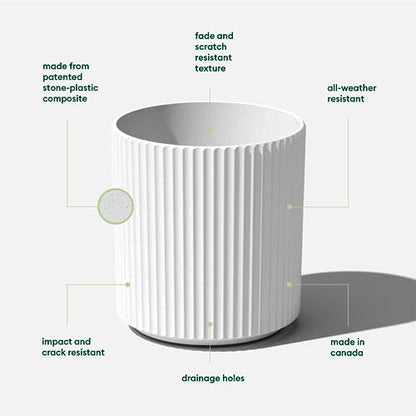 Veradek Demi Series Planter - Large Round Outdoor Planter - color: White, size: 16 inch - 2 Pack