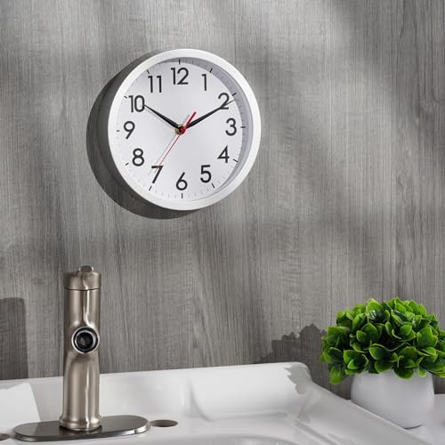 AKCISOT 8 Inch Wall Clock, Silent Battery Operated Analog Clock, Silver - color: B_silver, size: 8 Inch