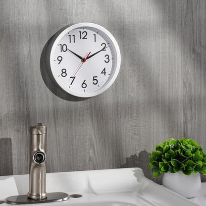 AKCISOT 8 Inch Wall Clock, Silent Battery Operated Analog Clock, Silver - color: B_silver, size: 8 Inch