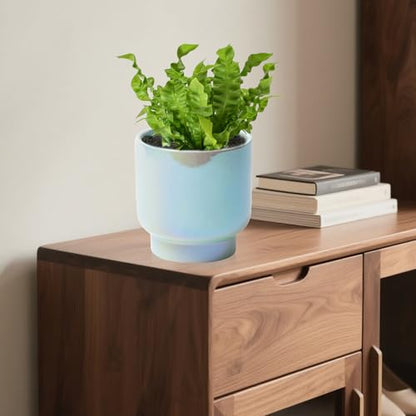Teal Ceramic Plant Pots - Succulent Flower Small Planter, Pot for Indoor Outdoor Garden Plants with Drainage Holes - Plants Not Included 4.33 X4.33 Inch - color: Teal