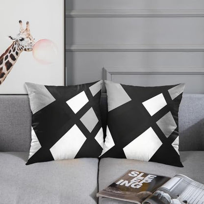 Emvency Throw Pillow Covers Set of 2, 18 x 18 Inch, Stripes Retro Black - color: Black and Grey 2, size: 18" x 18" (Pack of 2)