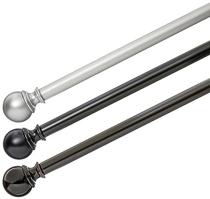 Amazon Basics Adjustable Heavy Duty Curtain Rod for Windows, Round Finials, 1-Inch Rod, 72" to 144", Nickel, 1-Pack - color: Nickel, size: 72" to 144"