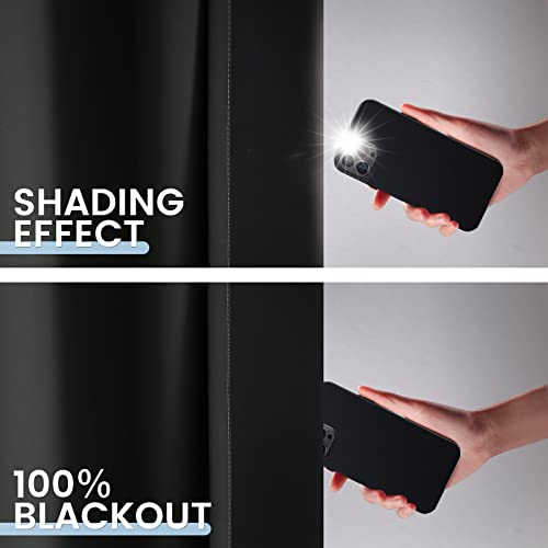 SimpleHome 100% Blackout Ombre Bedroom Curtains Black and Greyish White,63L - color: Black With Black Back, size: 42"W x 63"L (Pack of 2)