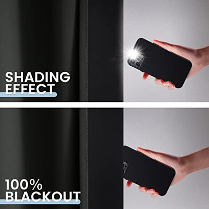 SimpleHome 100% Blackout Ombre Bedroom Curtains Black and Greyish White,63L - color: Black With Black Back, size: 42"W x 63"L (Pack of 2)