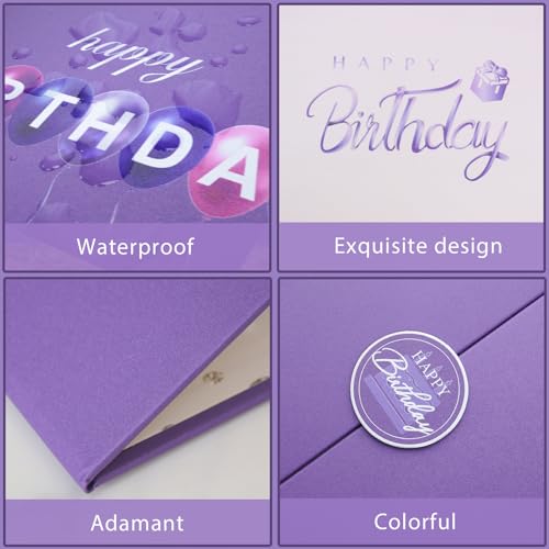 Crenics Purple Birthday Guest Sign in Book Alternative 12" x 18" - color: Purple