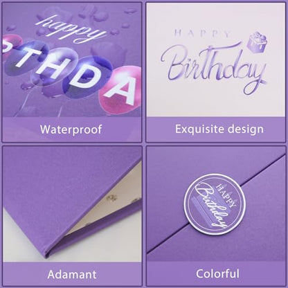Crenics Purple Birthday Guest Sign in Book Alternative 12" x 18" - color: Purple