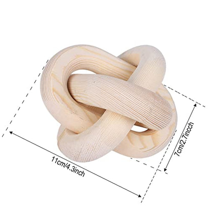 Jlong Wood Knot Decor Chain Link Modern Farmhouse Boho Coffee Table Accent - color: Natural