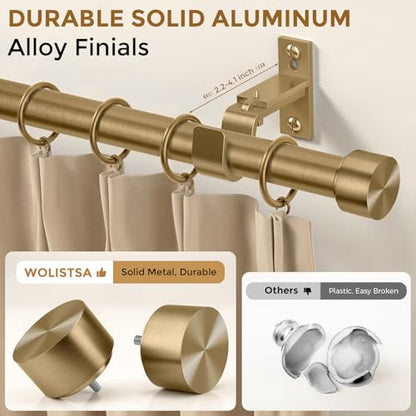 2 Pack Heavy Duty Antique Brass Curtain Rod, 36-56 Inch, Warm Gold - color: Warm Gold, size: 36''-56'' (2 Pack)