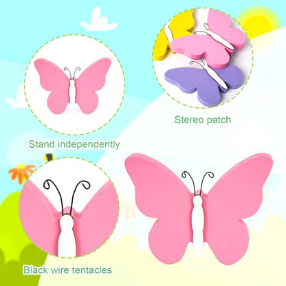 3Pcs Spring Butterfly Decorations for Home, Rustic Wooden Butterfly Decorative Accessories Spring Table Centerpiece Tiered Tray Decor