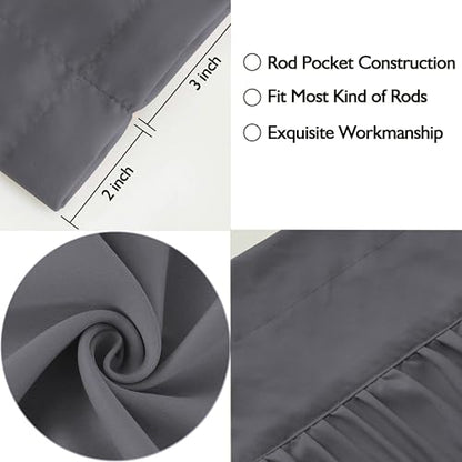 HIG 2 Pack Gray Handcrafted Window Treatment Tiers Curtains, 30"x24" - color: Darkgray, size: 30"W x 24"L (Pack of 2)