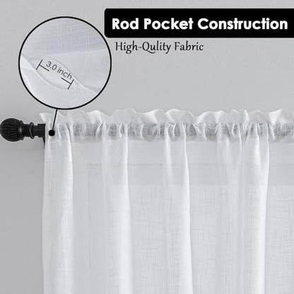 Beda Home Tassel Linen Textured Swag Curtain Valance, White, 36 x 63 in - color: White, size: 36"W x 63"L (Pack of 2)