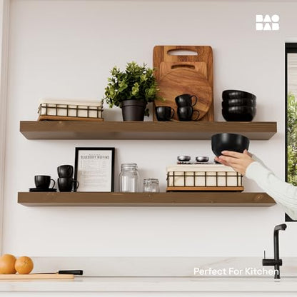 Solid Wood Floating Shelves for Wall 36 Inches Long, Walnut Wooden Shelf - color: Walnut, size: 36 Inch